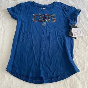 mlb new era rainbow sequined chicago cubs kids shirt size 14/16